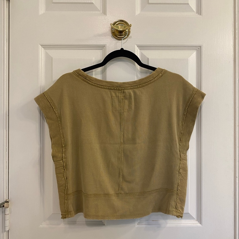Pilcro Mustard Cropped Boxy Tee - Picture 5 of 10